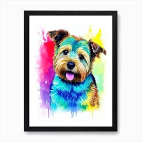 Norwich Terrier Rainbow Oil Painting Dog Art Print