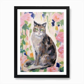 A Scottish Fold Blue Cat Painting, Impressionist Painting 2 Art Print