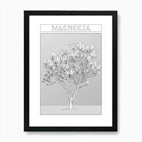 Magnolia Tree Minimalistic Drawing 1 Poster Art Print