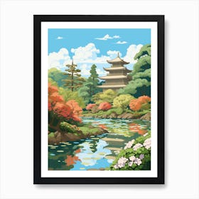 Shinjuku Gyoen National Garden Japan Illustration 1  Art Print