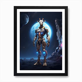 Giraffe In Cyborg Body #2 Art Print