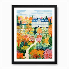 Chateau De Villandry Gardens, France In Autumn Fall Illustration 1 Art Print