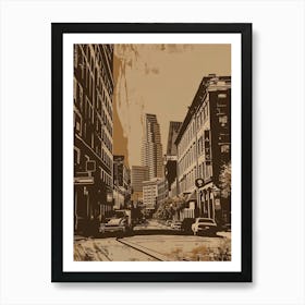 Duotone Illustration Sixth Street Austin Texas 4 Art Print