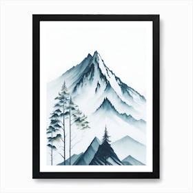 Mountain And Forest In Minimalist Watercolor Vertical Composition 155 Art Print