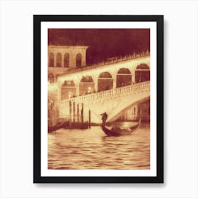 Gondolier Of The Rialto Bridge Venice Art Print