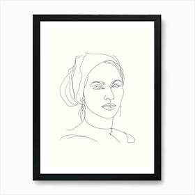 Portrait Of A Woman Hand Drawing Line Art 9 Art Print