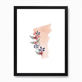 Vermont Watercolor Floral State Art Print