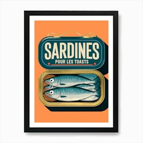 Vintage Sardines Pour Les Toasts Art Print, Orange Art Print