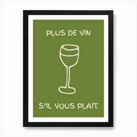 Wine Glass Kitchen Poster Green Art Print