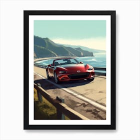 A Mazda Mx 5 Miata In The Pacific Coast Highway Car Illustration 1 Art Print