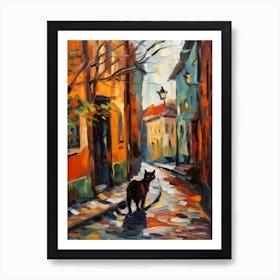 Painting Of Stockholm Sweden With A Cat In The Style Of Impressionism 4 Art Print