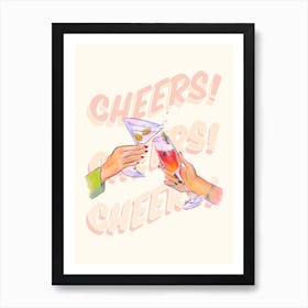 Cheers Cocktail Illustration Bar Cart Art Print
