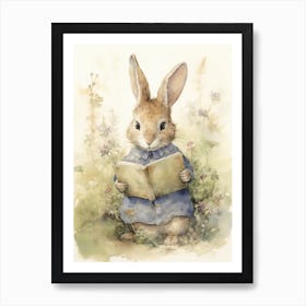 Bunny Reading Rabbit Prints Watercolour 6 Art Print
