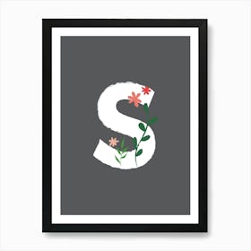 Bedroom Decor White Floral Letters 19 Art Print