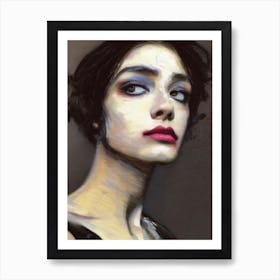 Portrait Of A Woman Wearing Lipstick Art Print