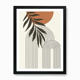 Modern Design Pattern Plant Leaves Circle Sun Art Print