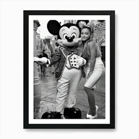 Disney Parks Frozen Christmas Celebration Tv Special Ariana Grande Poses With Mickey Mouse Art Print