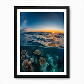 Coral Reef At Sunset-Reimagined 1 Art Print