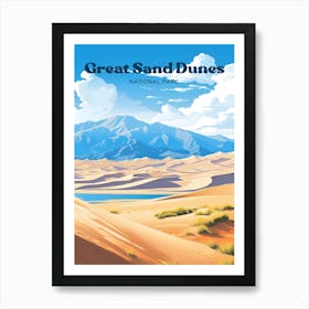 Great Sand Dunes Colorado Desert Dunes Travel Illustration Art Print