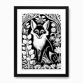 Red Fox Linocut Illustration Card 4 Art Print