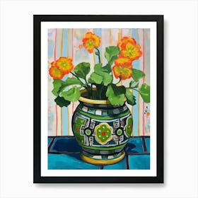 Flowers In A Vase Still Life Painting Portulaca 4 Art Print
