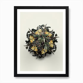 Vintage Olive Tree Branch Fruit Wreath on Ivory White n.0943 Art Print