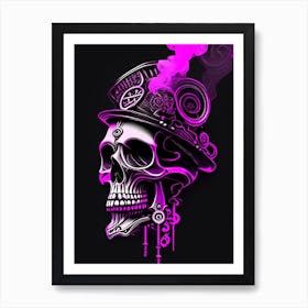 Skull With Psychedelic Patterns Pink 3 Stream Punk Art Print