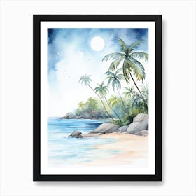 Watercolour Of Anse Cocos   La Digue Seychelles 0 Art Print