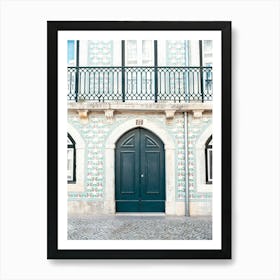 The green door nr. 27 in Alfama, Lisbon, Portugal - vintage travel and street photography by Christa Stroo Photography Art Print