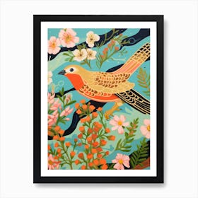 Maximalist Bird Painting American Goldfinch 2 Art Print