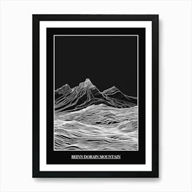 Beinn Dorain Mountain Line Drawing 2 Poster Art Print