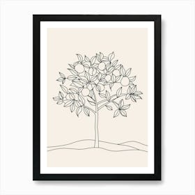 Peach Tree Minimalistic Drawing 2 Art Print
