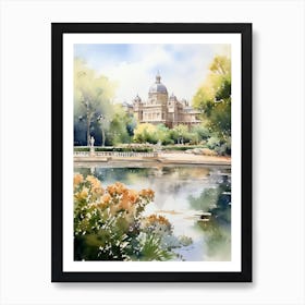 Parque Del Retiro Spain Watercolour Painting 3  Art Print