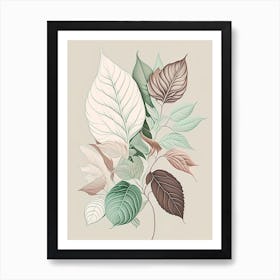 Mint Leaf Earthy Line Art Art Print