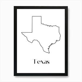 Texas Map Art Print