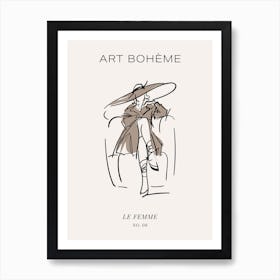 Woman Fashion Sketch - Art Boheme - Le Femme 08 Art Print