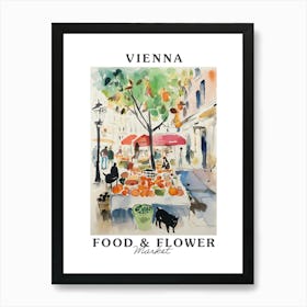 Food Market With Cats In Vienna 2 Poster Art Print