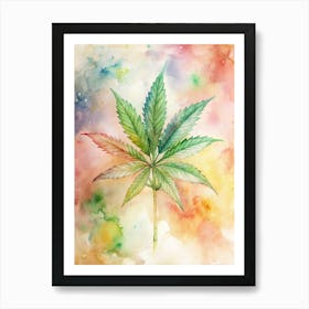 Marijuana Leaf Watercolor Painting Art Print