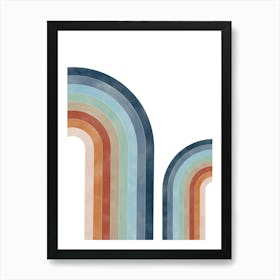 Terracotta Navy Rainbows Art Print