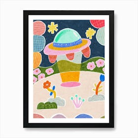 Colorful Spaceship Art Print