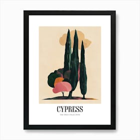 Cypress Tree Colourful Illustration 1 Poster Art Print