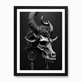 Animal Skull Red Stream Punk Art Print