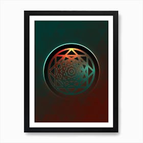 Geometric Neon Glyph on Jewel Tone Triangle Pattern 020 Art Print