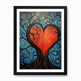 Swirl Tree Heart Art Print