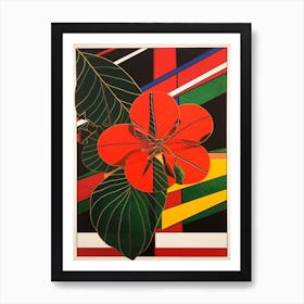 Poinsettia Flower Still Life  1 Abstract Expressionist Art Print