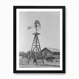 Windmill, Watering Trough And Barn On Sms Ranch Near Spur, Texas By Russell Lee Art Print