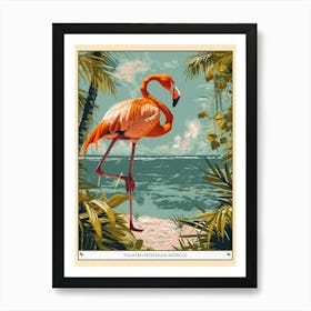 Greater Flamingo Yucatn Peninsula Mexico Tropical Illustration 1 Poster Art Print