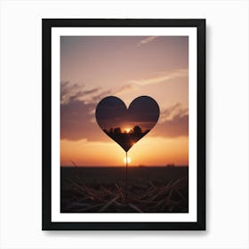 Heart Shape At Sunset Art Print