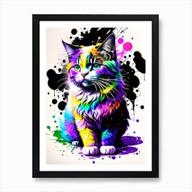 Colorful Cat Painting 2 Art Print