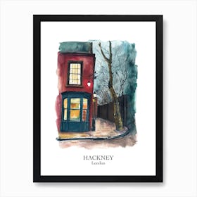 Hackney London Borough   Street Watercolour 10 Poster Art Print